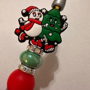 Festive Christmas Tree and Snowman Handmade Pen